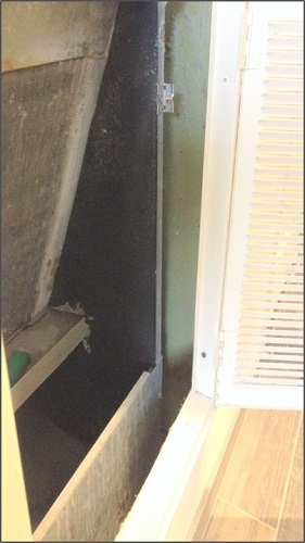 Gap between unit and wall. 